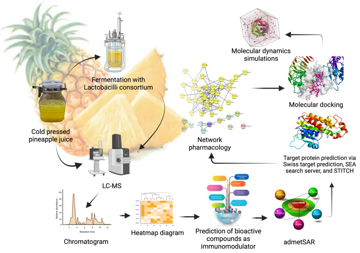 JabetEditor's tweet photo. Unveiling the #immunomodulatory mechanisms of #pineapple #metabolites: A multi-modal computational analysis using #networkpharmacology, molecular docking, and #moleculardynamicssimulation
https://t.co/HGpqE3Y9pl https://t.co/7GDnn94wqw