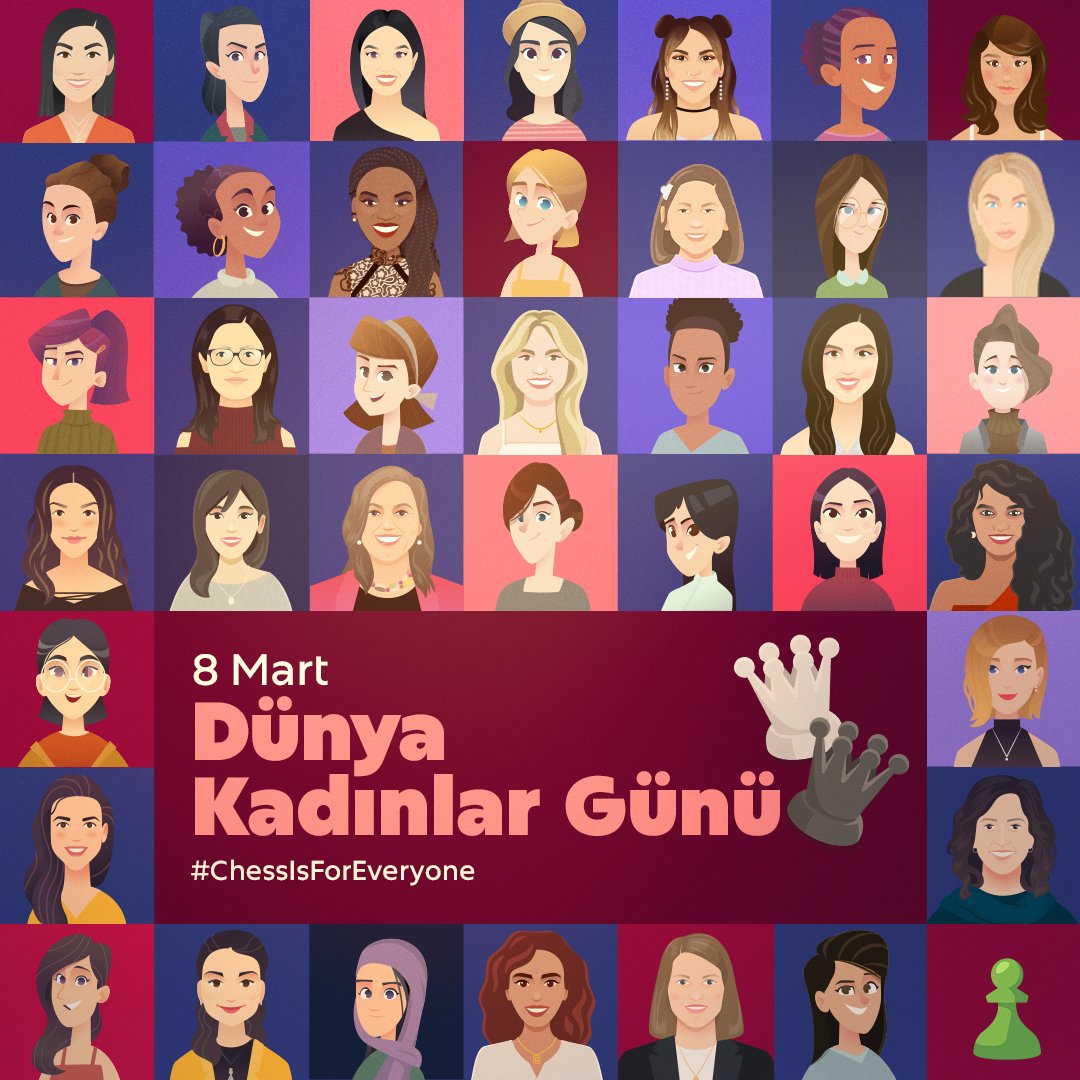 chesscom_tr's tweet photo. 8 Mart Dünya Kadınlar Günü kutlu olsun! ♟️
Size en çok ilham veren kadın satranç oyuncusu kim?
#ChessIsForEveryone https://t.co/L5R0jpZAXQ