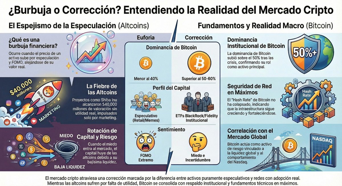 ¿Burbuja o limpieza? Por qué tus Altcoins mueren mientras las instituciones blindan el futuro de Bitcoin.