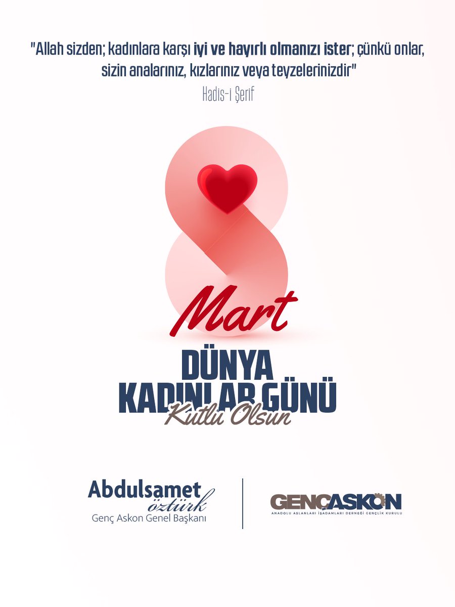 Kadın; hayatın ilk öğretmeni, merhametin en saf hâli, fedakârlığın en güçlü sembolüdür. Başta bizleri yetiştiren annelerimiz, geleceğimizi inşa eden öğretmenlerimiz ve emeğiyle hayatın her alanında değer üreten çalışan kadınlarımız olmak üzere; sevgi, sabır ve güçleriyle dünyayı