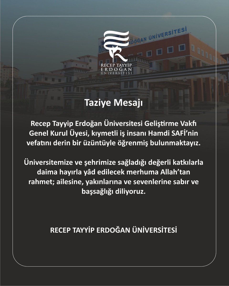 Recep Tayyip Erdoğan Üniversitesi tweet media