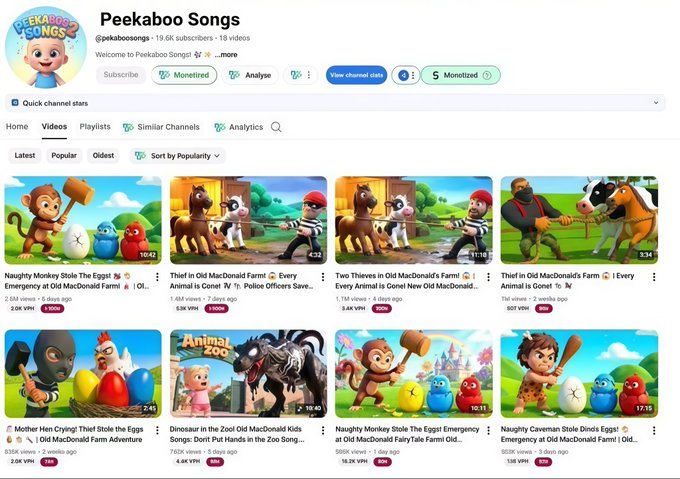 Jayesh__07's tweet photo. 🤯 21 days. $2,300.
11.5M views at $0.20 RPM.

No fancy edits.
No new characters.

Just the same cartoon faces +
Problem → Rescue → Happy Ending.

Simple system:
Idea → Script → Image → Animate → Edit → Upload.

Want the backend?
Comment “DM” 👇 https://t.co/PCch0AKb9R
