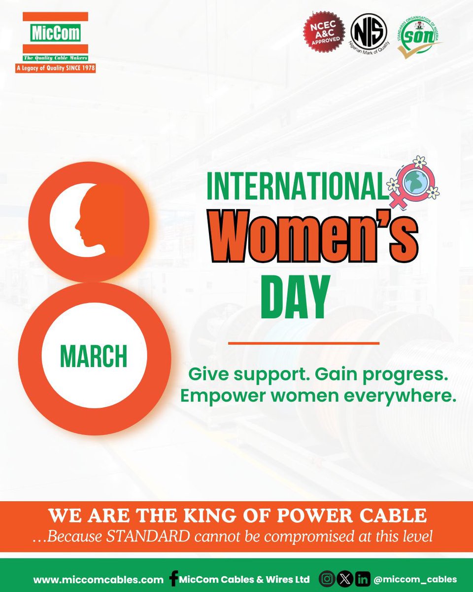 MicComCables's tweet photo. When we GIVE women opportunities, support, and recognition, we GAIN stronger communities and thriving industries.

This International Women's Day, MicCom Cables &amp; Wires Ltd celebrates the women powering progress across every sector.

Give to Gain. Empower women everywhere. https://t.co/VpN54p0QqF