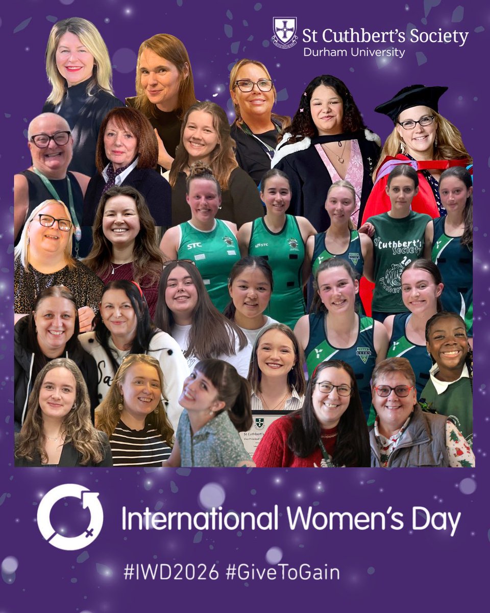 CuthsSociety's tweet photo. Happy International Women’s Day from St Cuthbert’s Society!

Today we celebrate the diverse talents and achievements of the women who make Cuth's community so special. 

Proud to be part of a legacy of empowerment at @durham_uni 💜

#IWD2026 #GiveToGain https://t.co/Kugp506g3D