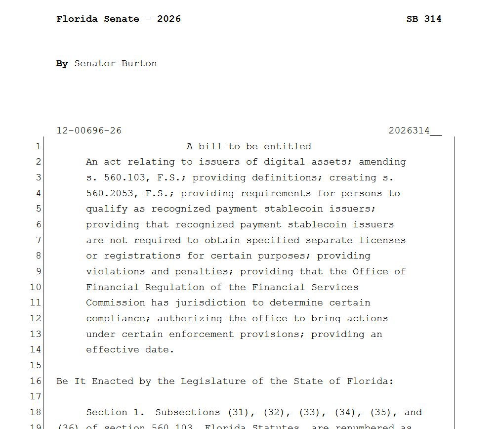 CoinXnews_HQ's tweet image. NEW: 🇺🇸 Florida’s Senate passed SB 314 in a 37–0 vote to establish a regulatory framework for stablecoin issuers.

#stablecoin #Senate #regulatory