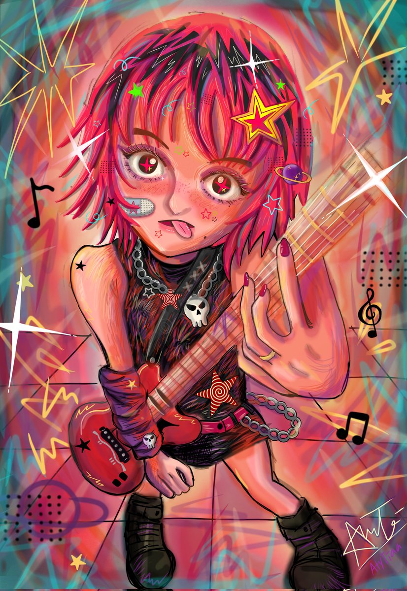 DaphneKathe07's tweet photo. "Neonriot" 🎸🎸
I drew this because I like rock songs. https://t.co/sgBZ5hLCFY