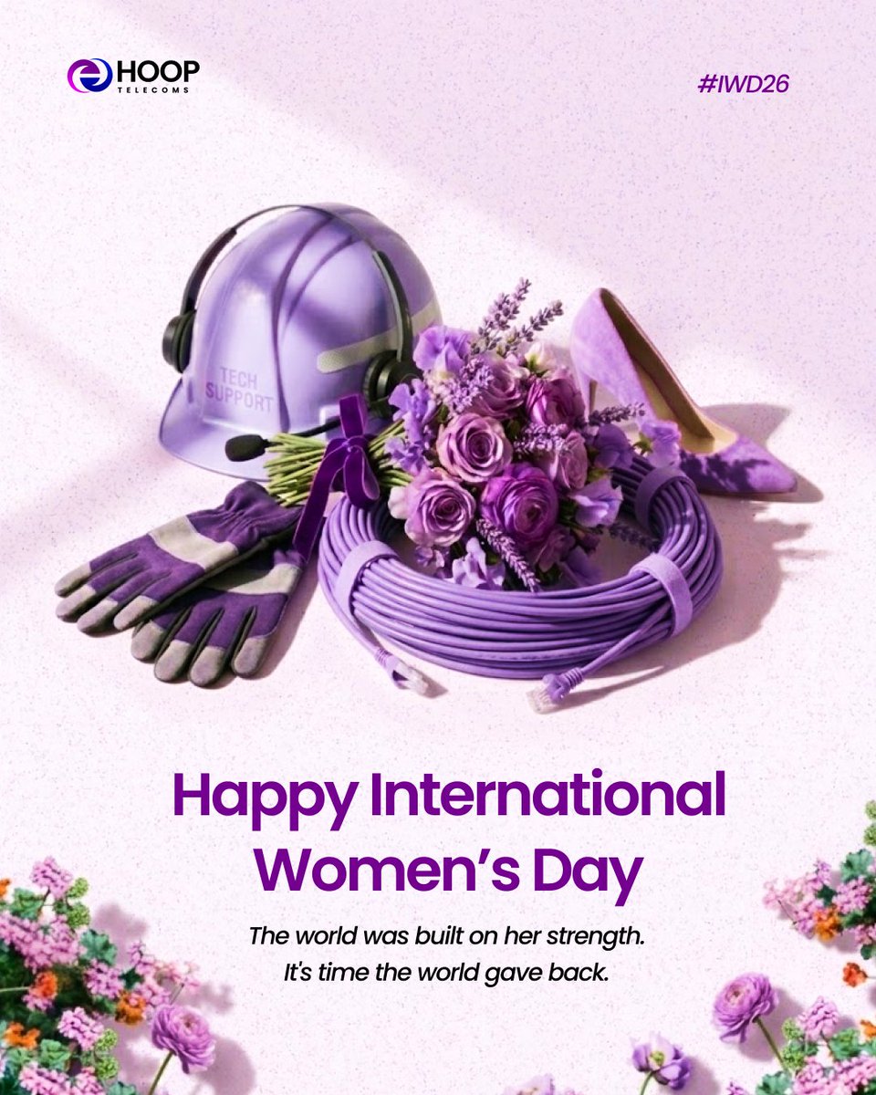TelecomsHoop's tweet photo. Every system that works, every home that holds, every team that thrives,she's behind it. Seen or unseen.
This IWD, Hoop Telecoms gives her her flowers💐. 

Tag a woman who has shown resilience, let's celebrate her together! #IWD26 #GiveToGain https://t.co/griC5LiEX9