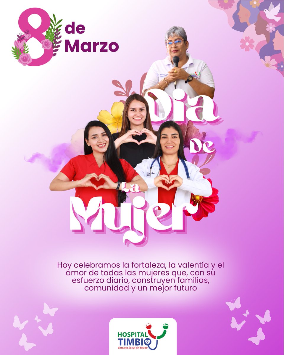 HospitalTimbio's tweet photo. 🌸 ¡Feliz Día Internacional de la Mujer! 💜

Desde el Hospital Timbío ESE celebramos la fuerza, el liderazgo, la dedicación y el amor que cada mujer aporta a nuestras familias y a nuestra comunidad. 🫶🏼 https://t.co/jfncQ6bFIP