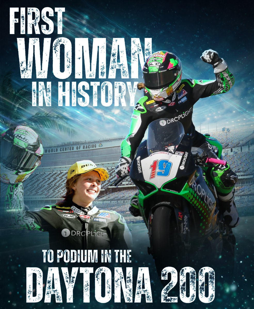 🏍️@KaylaYaakov, primera mujer en lograr podíum en #daytona200  🏁🏆#InternationalWomensDay #DiaDeLaMujer