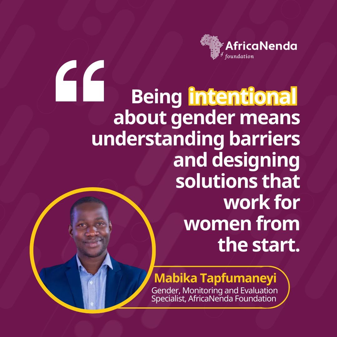 AfricaNenda's tweet image. “Being intentional about #gender means understanding barriers and designing solutions that work for #women from the start.

When we do that, #FinancialInclusion becomes an opportunity for women to strengthen their economic independence, support their families, and contribute