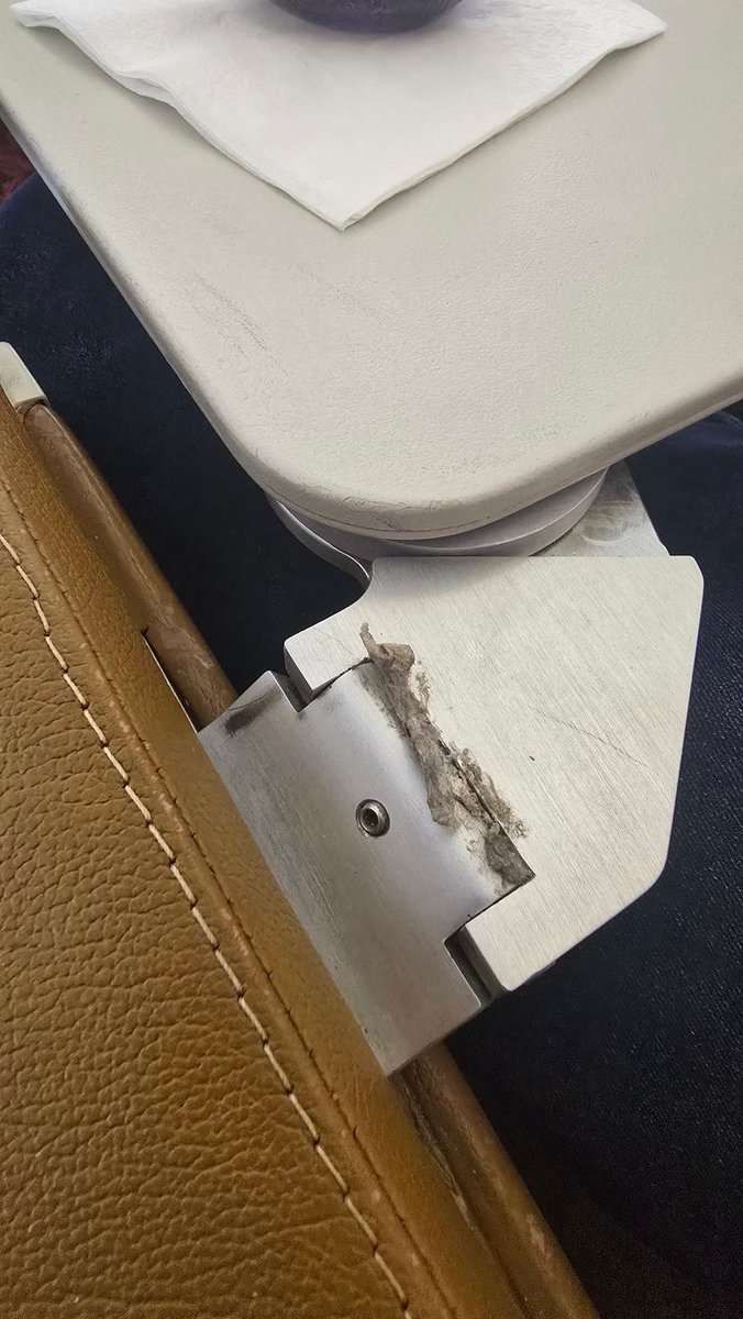 pancy716's tweet photo. The pathetic condition of Air India flight from Delhi to Vancouver in Business class. Broken seats, cracked window, worn out fabric, helpless crew but hey in India it's acceptable coz Jugaad works !! If this was a Euro plane, this would be grounded. 
@airindia @JM_Scindia https://t.co/4G4s1F200K