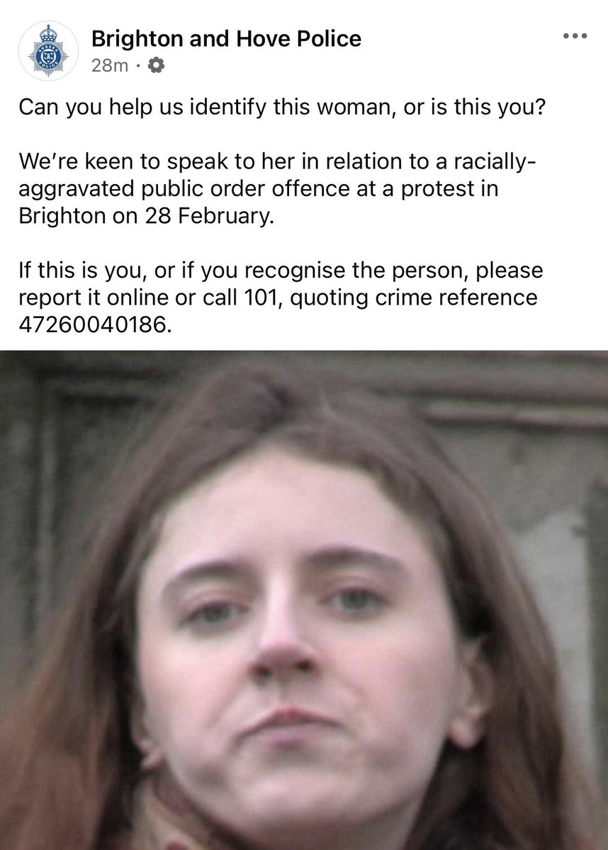 This is the pro-Pal I witnessed leading chants for “intifada” last weekend. Even though police assured me they took her details at the scene at least they’re making efforts to find her now. Please do share 🙏