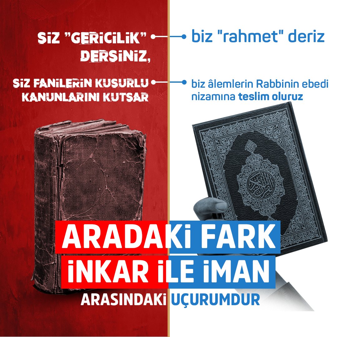 Siz "gericilik" dersiniz, biz "rahmet" deriz. Siz fanilerin kusurlu kanunlarını kutsar, biz âlemlerin Rabbinin ebedi nizamına teslim oluruz. Aradaki fark, iman ile inkâr arasındaki uçurumdur!

#LaiklereİnatŞeriat