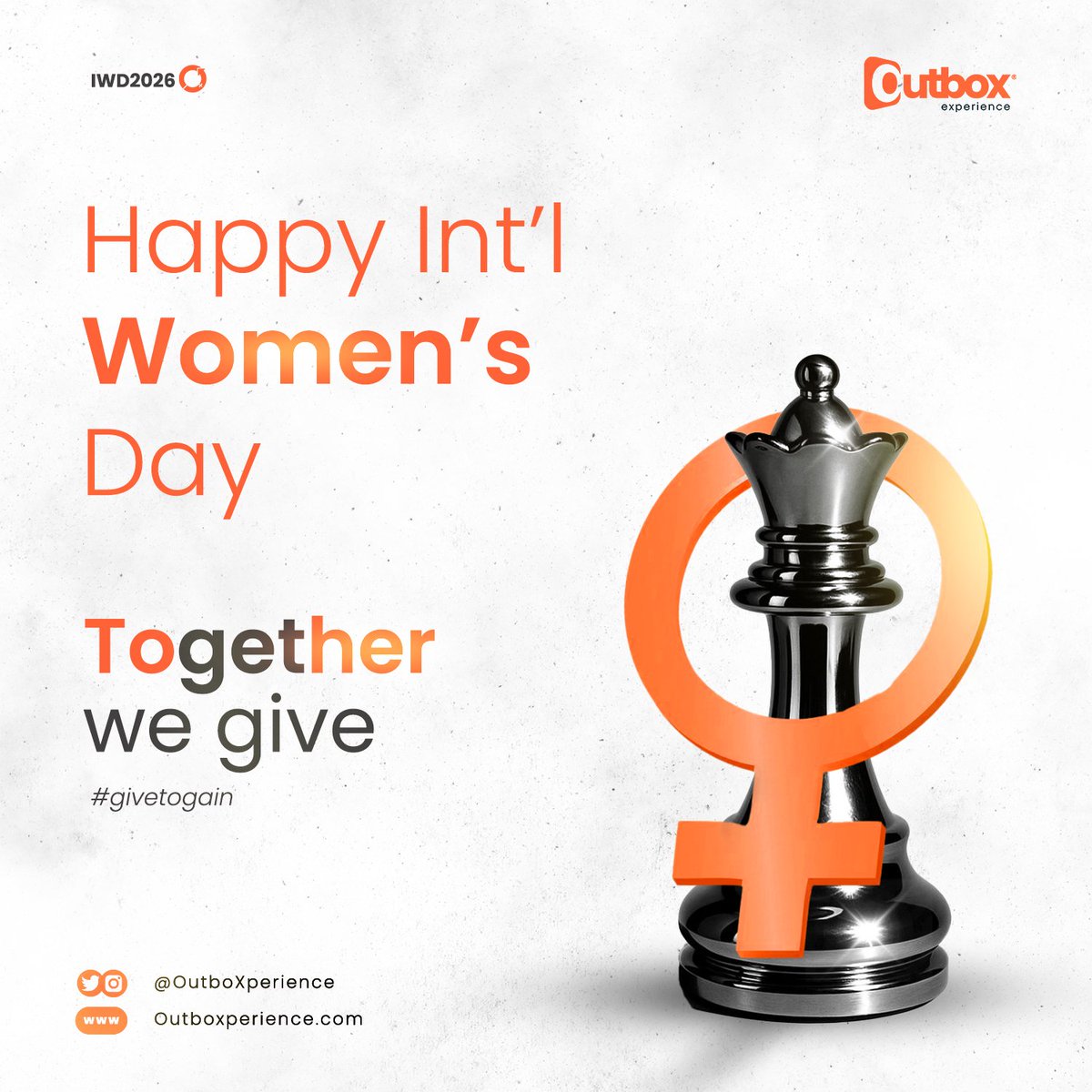 OutboXperience's tweet photo. To every woman shaping the future one way or another, your strength, resilience and vision are unstoppable. We celebrate you and we are proud to stand with you.

Together We Give, Together We Gain. Happy International Women's Day!

#IWD2026 #GiveToGain #InternationalWomensDay2026 https://t.co/I2mdSl4rXC