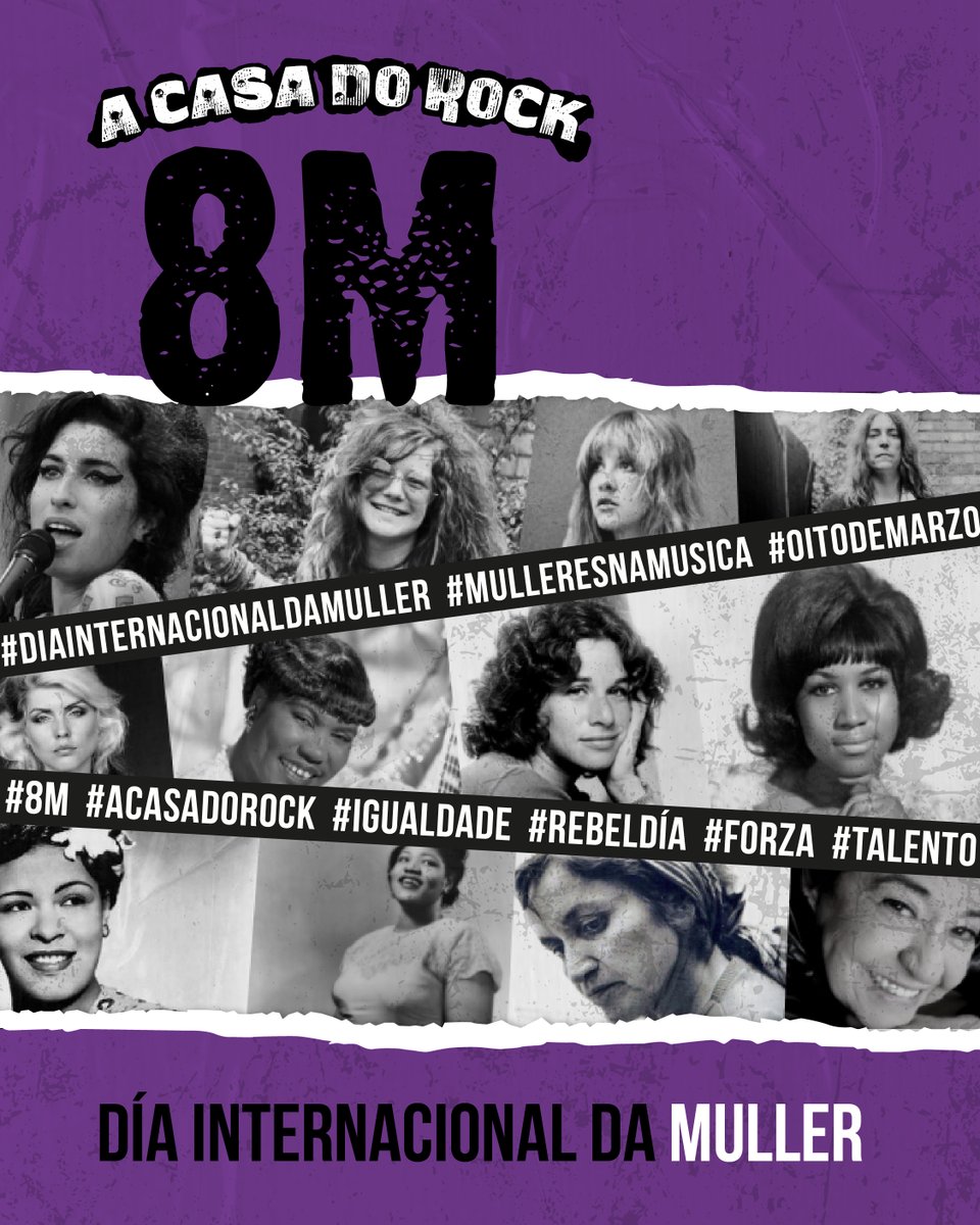 ACasa_DoRock's tweet photo. 💜 8M – Día Internacional da Muller

En A Casa do Rock celebramos ás mulleres que abriron camiño na música e ás novas rockeiras que seguen facendo historia cada día.
🎶 A música é liberdade. A igualdade, o único camiño.
#8M #DiaInternacionalDaMuller #MulleresNaMusica #ACasaDoRock https://t.co/oAW17rWCIs