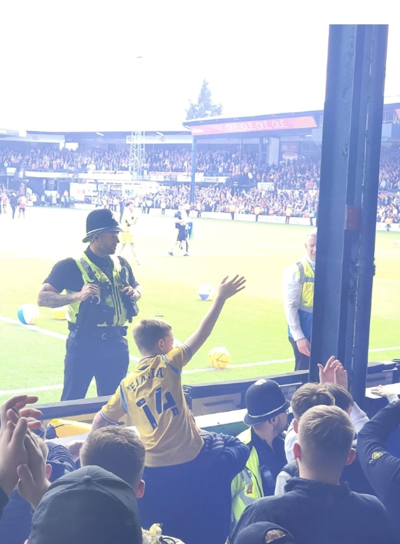 Roost1981's tweet photo. @TheTilehurstEnd Also, if anyone knows the lads with my son in this pic from 2022 who pulled him down the front to get him on their shoulders, thank you! You'll struggle now mind you, 6ft man now 😂 
Great memories ❤️⚽ https://t.co/iUZHSU62G4