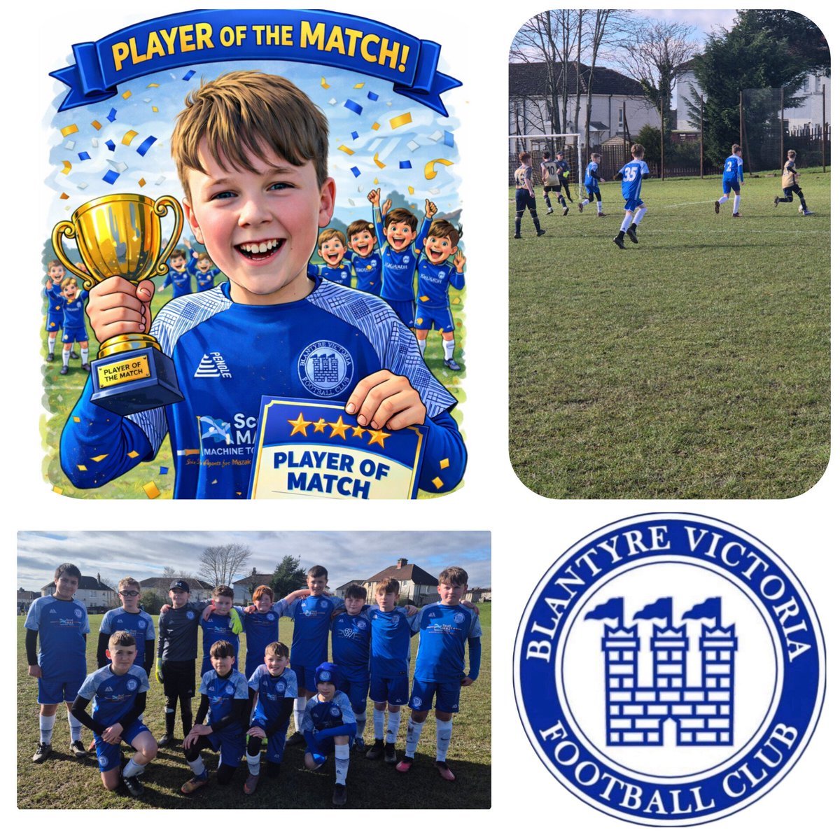 2014Vics's tweet photo. Back to league action yesterday vs Greengairs, an end to end game with loads of goals for both teams.

David ⚽️ 
Jaxon ⚽️ 
Aaron ⚽️ 

POTM Mathew 🏆

#blantyreVics
#9aside
#clyfa https://t.co/KP53cLeNvc