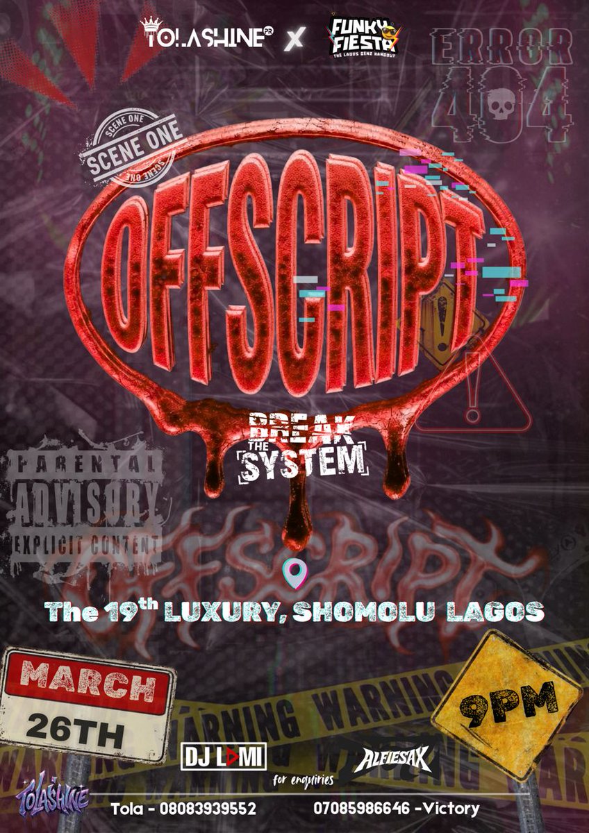 Info reaching me,there's an event happening at the home base(yaba)...pull up,come with your friends.I'll be there let's go OFFSCRIPT