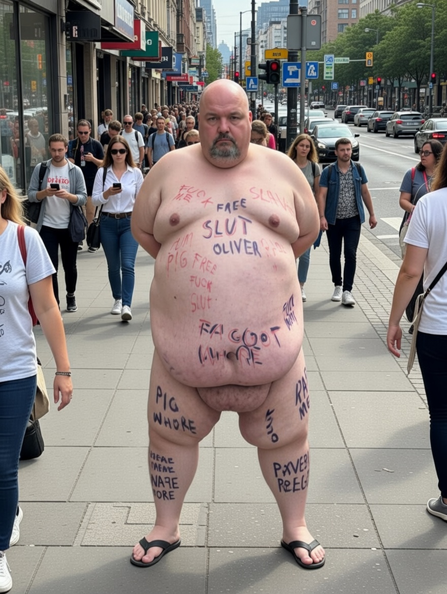 chubmissive's tweet photo. „Exposed fat pig slut Oliver – fully marked &amp; naked in public
„FUCK ME FREE“, „PIG WHORE“, „SLUT“ 
Free to use, share, repost, humiliate  DM to degrade / use me harder 🐷📷#exposedfag #pigslut #publicexposure #faggot #freeuse #humiliation #germanpig #webslut #fatfag #exposeme“ https://t.co/DZ8eITCftX