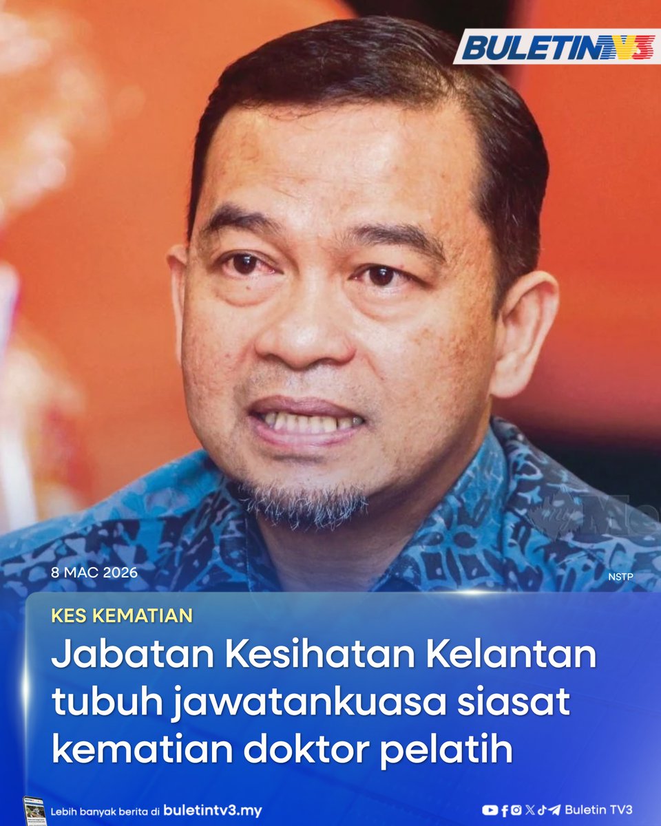 BuletinTV3's tweet photo. KES KEMATIAN | Jabatan Kesihatan Negeri Kelantan (JKNK) menubuhkan jawatankuasa siasatan bagi meneliti secara holistik, susulan kematian doktor pelatih wanita di asrama Hospital Sultan Ismail Petra (HSIP) Kuala Krai.

#BuletinTV3 #KematianDoktorPelatih #HSIP #KualaKrai #JKNK

Berita penuh di https://t.co/1qUq7V3M73