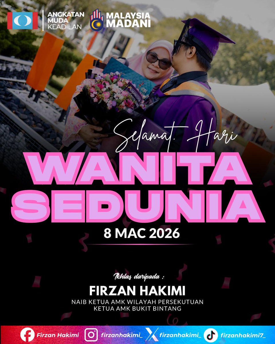 Selamat menyambut Hari Wanita Sedunia kepada semua wanita hebat di luar sana.

Terima kasih atas segala pengorbanan dan sumbangan yang sering kali tidak ternilai.

#MalaysiaMadani