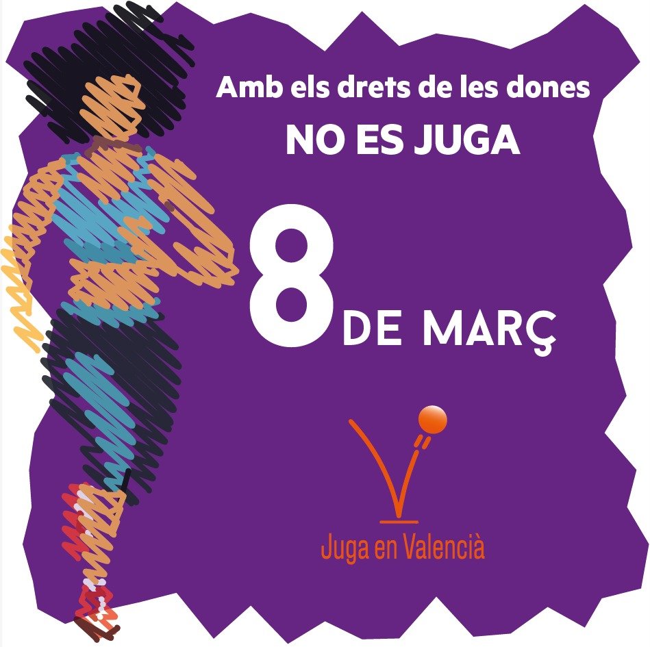 JugaEnValencia's tweet photo. Donem suport a totes les reivindicacions del 8 de març per una societat més igualitària en l'esport, la llengua i la resta d'espais. 

Amb els drets de les dones NO ES JUGA!

💪💜💪💜💪💜💪💜💪 https://t.co/Dr0UvjiqrF