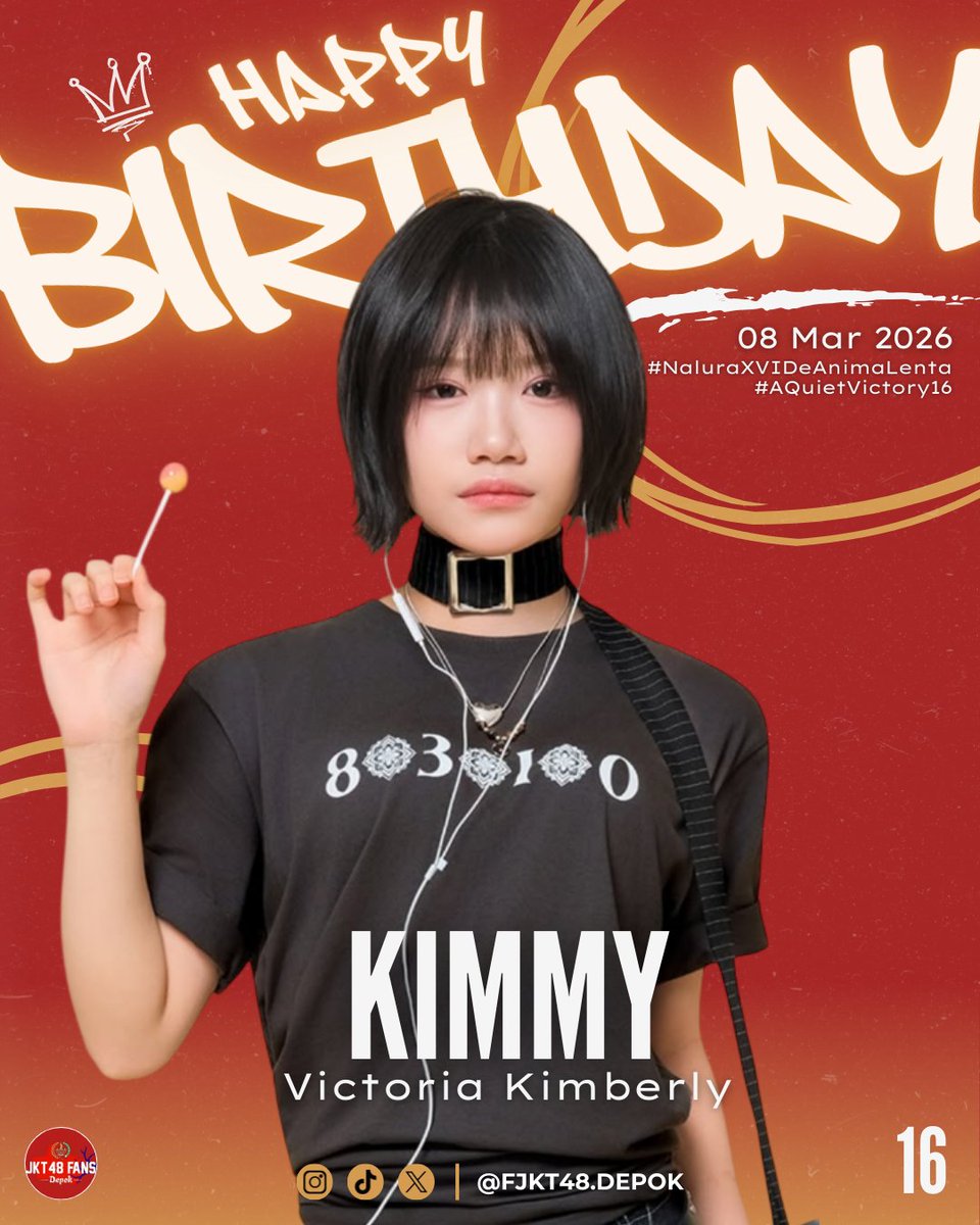 Ada langkah kecil yang berjalan terlalu cepat untuk dunia yang kadang lambat.

Selamat ulang tahun <a href="/Kimmy_JKT48/">Victoria Kimberly</a>
Semoga langkahmu tetap lincah mengejar hal-hal baik, dan dunia selalu cukup ramah untuk menampung semua cahaya yang ia bawa.

#NaluraXVIDeAnimaLenta
#AQuietVictory16