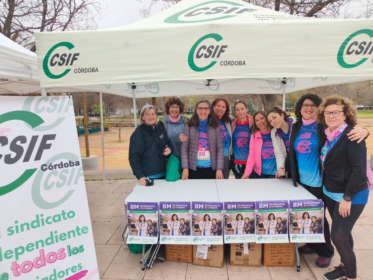 CSIFCordoba's tweet photo. 🏃🏃‍♀️Un año más hemos estado al lado de las más de 2.000 participantes en la XI #PinkRunning organizada por @C100Cordoba 

💚💚Mantenemos nuestra firme defensa de una igualdad real en este #8Marzo y nuestra apuesta por el deporte https://t.co/8ZStnmzWcJ