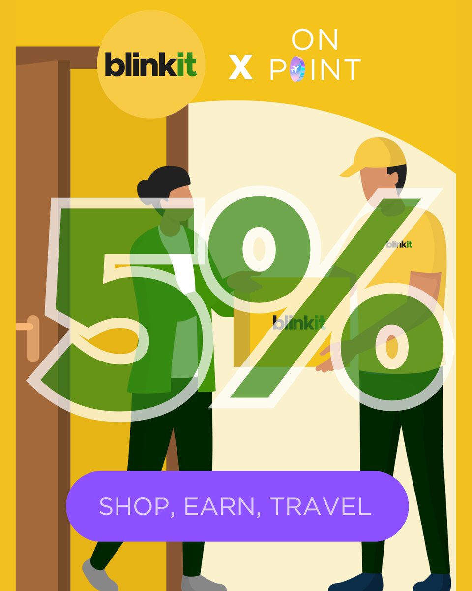 App Only Offer

Don't blink and miss this offer. Earn 5% Onpoints on your voucher purchase for Blinkit.  Valid only for today. Account limits and T&amp;C apply.  

Download the 📲Onpoint App here: qrco.de/bgLpip