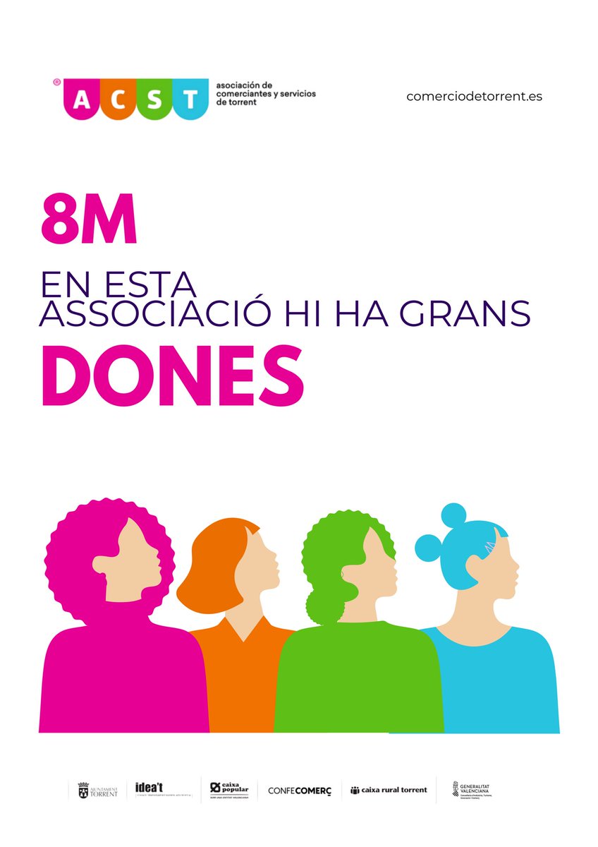 comerciotorrent's tweet image. 💪🏻💜 Desde #ACST. Asociación de Comerciantes y Servicios de #Torrent queremos felicitar a todas las mujeres en su día internacional y, como no, muy especialmente a nuestras asociadas que “cada día” hacen grande el #ComerciodeTorrent con su trabajo, entrega y profesionalidad !!