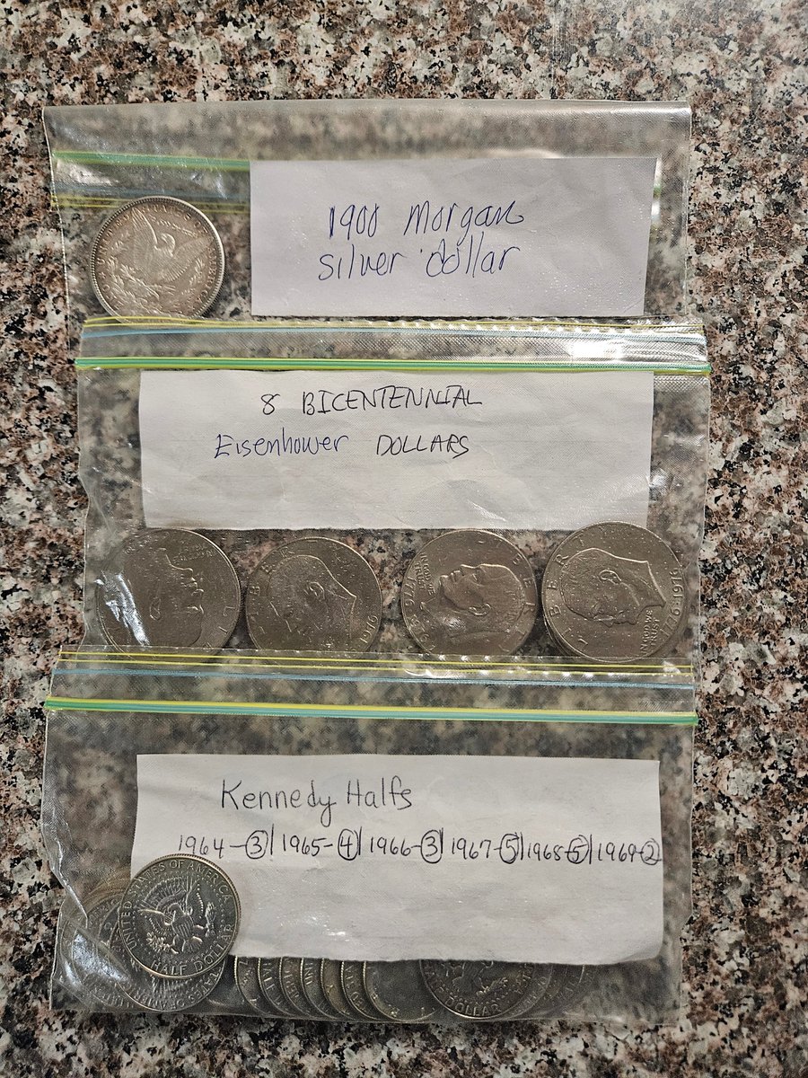 I recently found a bunch of coins in an attic. These are the silver coins I found. The $1 coin here worth $65 as they will melt down the silver. Not a bad rate of return. The $10 bag of Kennedy coins worth $275. This will pay for some Texas Roadhouse $TXRH dinners.
#silver #ag