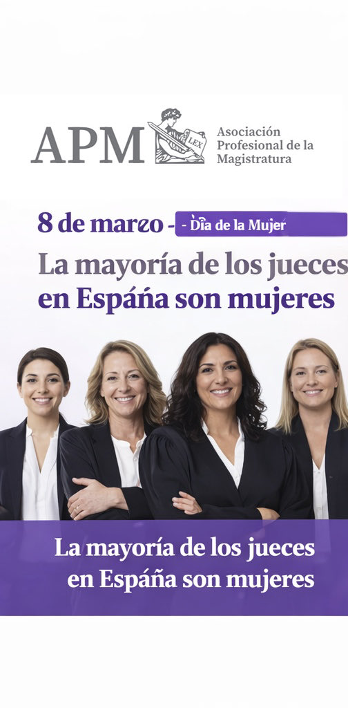 juecesAPM's tweet photo. Ni patriarcal ni masculina. La mayoría de jueces en España 🇪🇸 son mujeres 🧑‍⚖️👩🏻‍⚖️Feliz Día de la Mujer #lajusticiaenEspañasonmujeres
#FelizDiaDeLaMujer #DiaInternacionalDeLaMujer https://t.co/mhsvqnUTxH