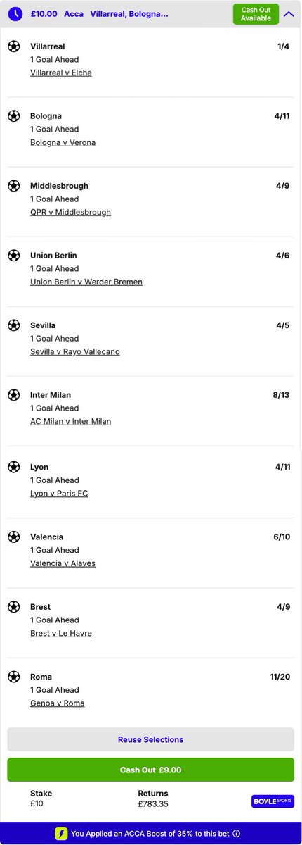 FootyAccums's tweet photo. ✅ OUR HUGE ODDS ONE GOAL AHEAD ACCA IS PLACED! 

❤️ IF this wins: We will give away £50 to someone who LIKES this post & £50 to someone who REPOSTS it!

🔝 BEST PRICED at BOYLE Sports, add direct here > https://t.co/lDVESfgAM4

🤝 Bet £10 & get £50 in FREE BETS when you join today > https://t.co/Cqih5kS24C

✅ Selection lands if the team goes 1 goal ahead at ANY point!
🚀 35% acca boost on the total returns!

Ad | GambleAware | 18+ | New Customer Offer | Always Gamble Responsibly | T&C's Apply
