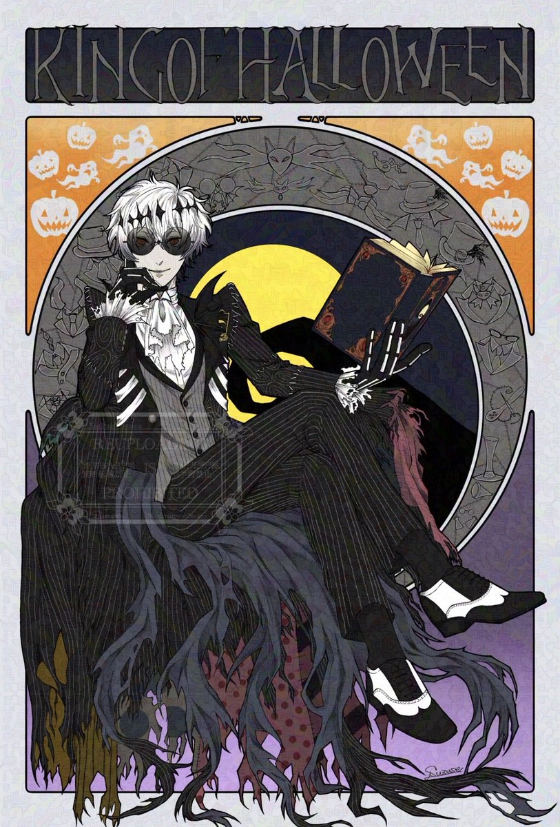 Ryo6_8szsuuE's tweet photo. #第7回twstミュシャ企画
 #twstファンアート
 
橙ちゃんの素敵な企画に🎃で参加させていただきました！
今回は1911年「ヒヤシンス姫」をオマージュしました✨

上記タグから素敵な作品が見られますので見ていってくださいませ🙌 https://t.co/KDwIsFfSmr