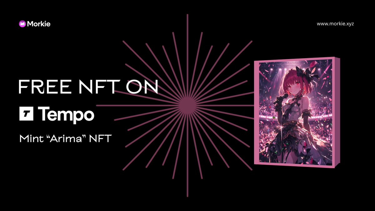 Mint Free NFT On Tempo Testnet 

🌸 Mint: morkie.xyz/arima

Like, RT &amp; leave your wallet address below ⚡