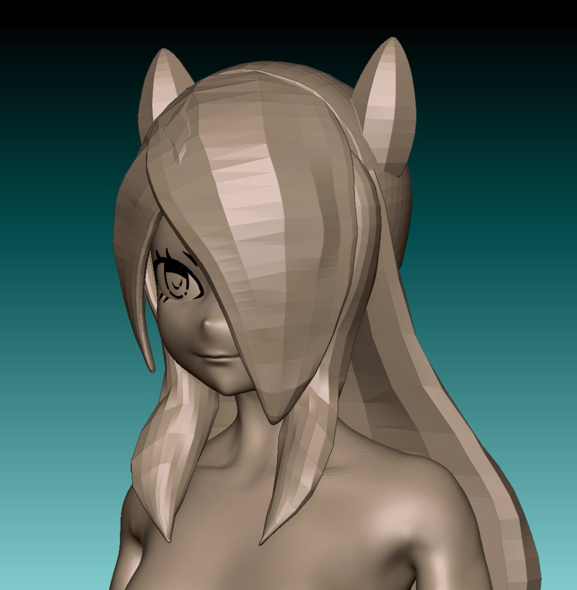 odd_nori's tweet photo. 【推しキャラ制作日記 ④】
髪を仮置きしました
全体が見えてきていい感じ
やり方合ってるか分かんないけど、前髪群と後ろ髪群とでそれぞれモデル結合させる予定
一旦はここまでにして次回はユニフォーム作っていこう https://t.co/PSM25N2b1t
