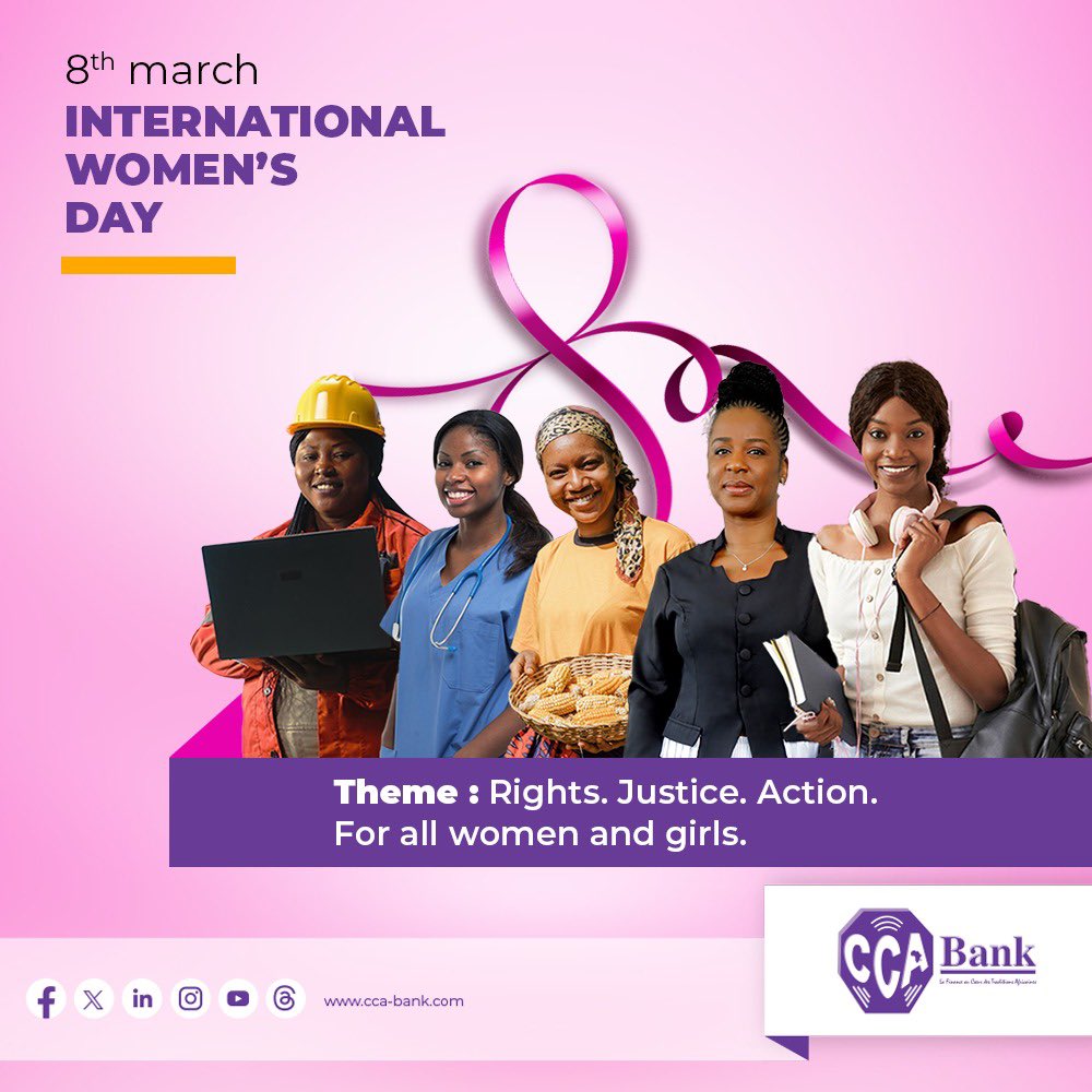 cca_bank's tweet photo. À toutes les femmes qui transforment notre société par leur travail et leur détermination, la CCA Bank vous rend hommage.
Bonne journée internationale des droits des femmes.
#CCABank #March8 #IWD2026 #WomensRights #WomenEmpowerment https://t.co/xUonaAbWRm