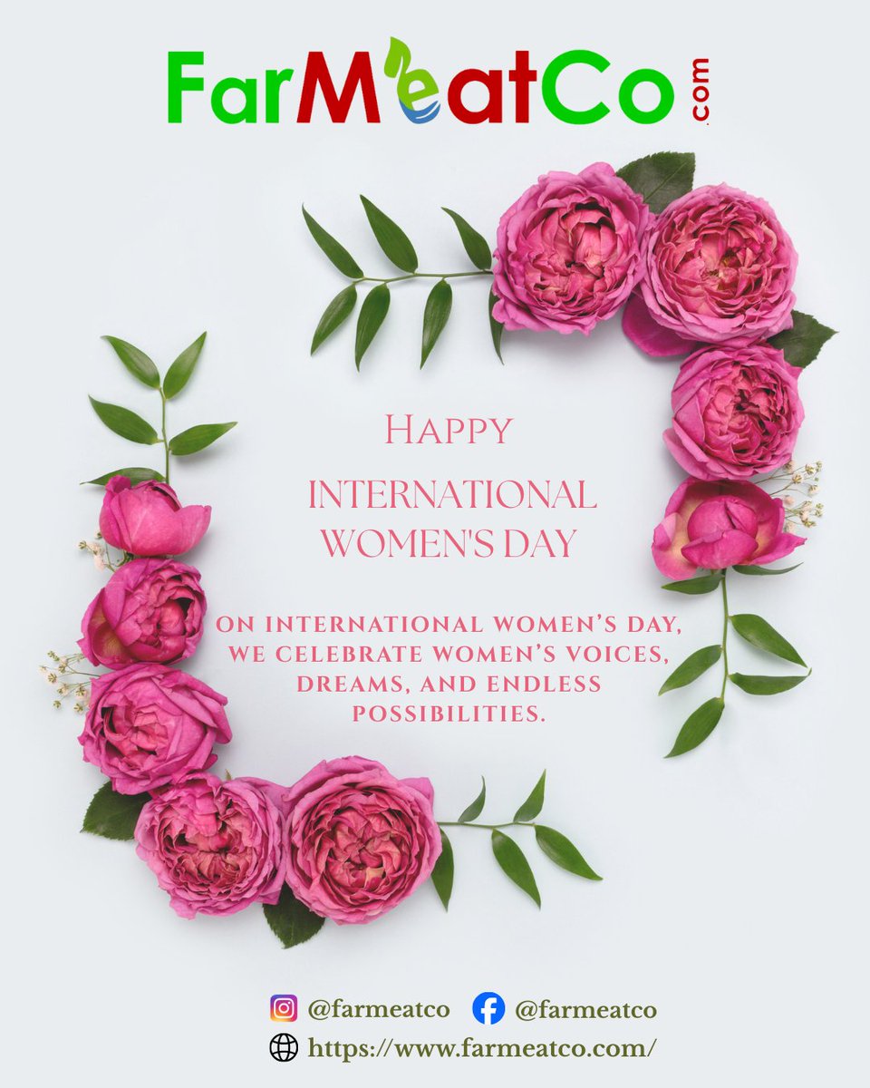 farmeatco's tweet photo. On International Women's Day, FarmMeatCo celebrates the incredible women driving our farms, dreams, and endless possibilities—from field to table! 🌹👩‍🌾 #HappyWomensDay #EmpowerWomen #FarmMeatCo https://t.co/E8ES7JRWmi