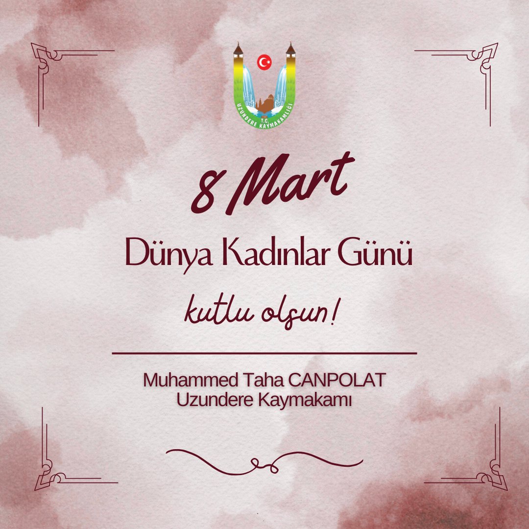 8 Mart Dünya Kadınlar Günü Kutlu Olsun.

<a href="/mtcanpolat23/">Muhammed Taha Canpolat</a> 
<a href="/ErzurumValiligi/">T.C.Erzurum Valiliği</a> 
<a href="/TC_icisleri/">T.C. İçişleri Bakanlığı</a>