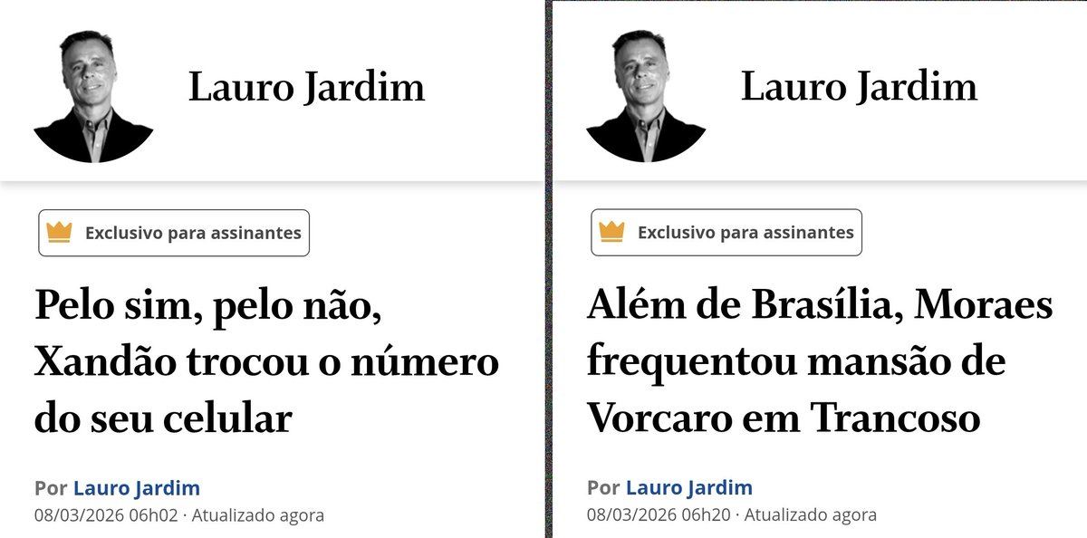 Domingão é dia do Lauro Jardim soltar notinhas contra o Xandão...

Será que a visita a mansão em Trancoso foi com a dona Vivi ou sem a dona Vivi?