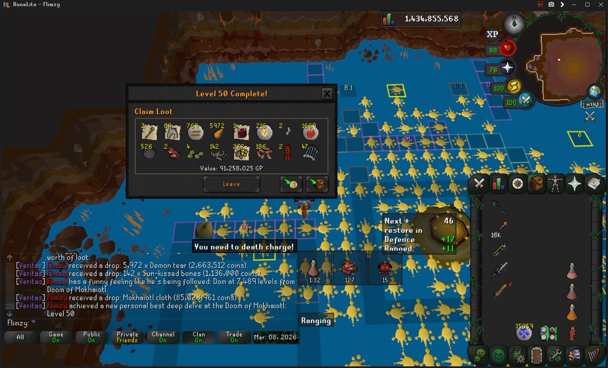 New deep delve pb achieved: Wave 50! risked an item for 8 waves. new pb, pet, and cloth on same kill