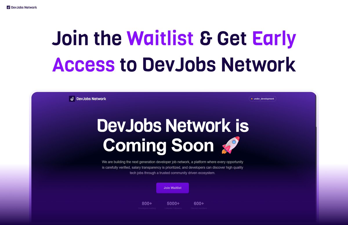 Asfak00's tweet photo. World-first platform for tech enthusiasts is coming 💥🔥

DevJobs Network is set to revolutionize tech hiring and job discovery.

Be part of the future of tech careers. Join our waitlist today, and secure early access!

👉 Join Waitlist: https://t.co/m64WB1siJz

#DevJobsNetwork https://t.co/CgojnwVbMp