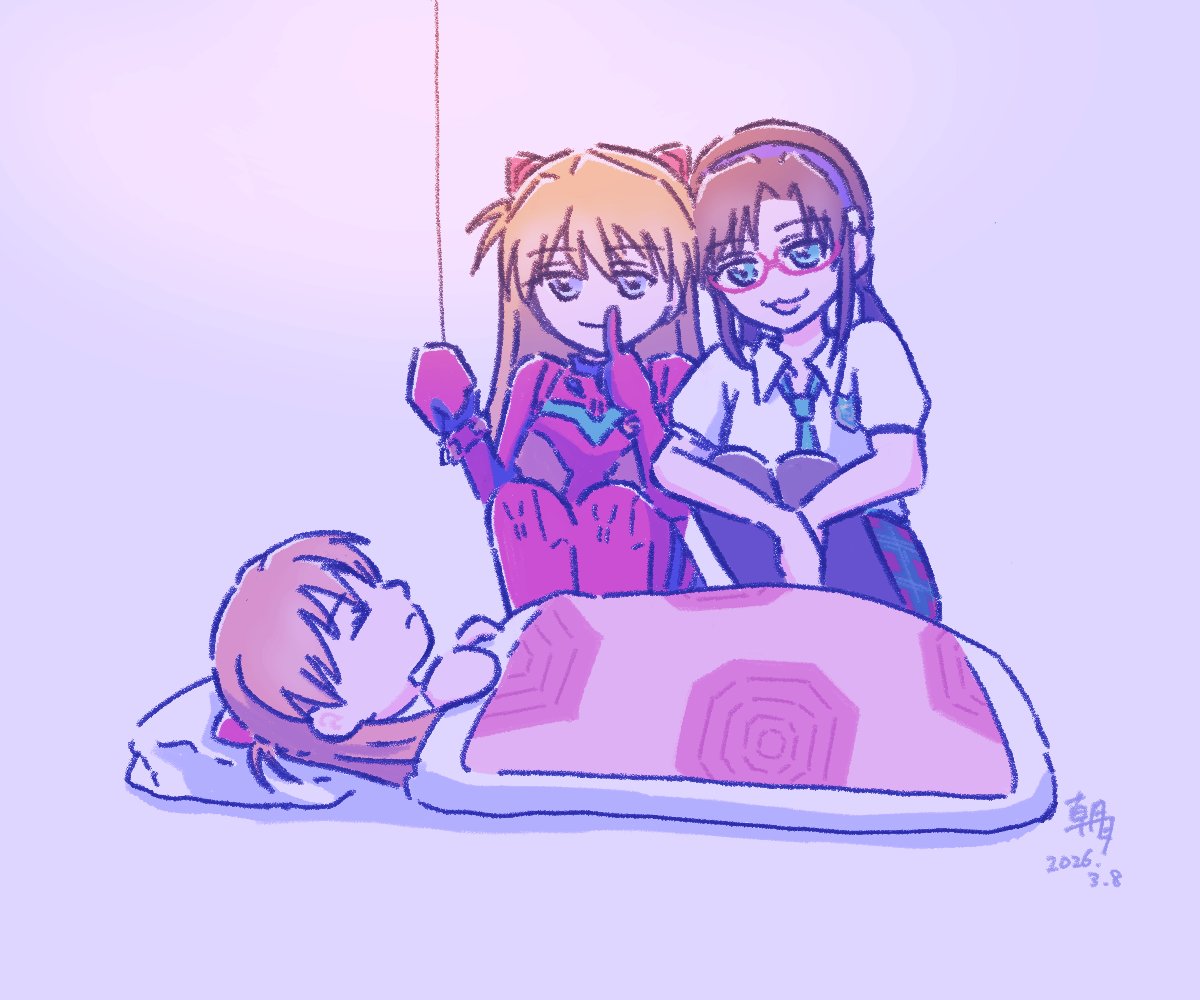 アスカ(惣流)を見守るアスカ(式波)とマリ

#マリアス #エヴァンゲリオン #Evangelion