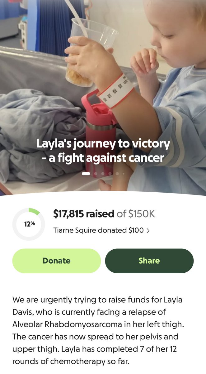 Kracken_aspects's tweet photo. Australia, read this and tell me something isn’t broken.

Two-year-old Layla Davis is fighting a rare and aggressive cancer called Alveolar Rhabdomyosarcoma.

At just two years old she has already endured:

• 17 rounds of chemotherapy
• 18 rounds of radiation

Her doctors recommended Proton Beam Therapy — an advanced treatment used for children overseas that targets tumours while protecting healthy tissue.

Because access in Australia is limited, her family applied for government support to travel for the treatment.

The request was denied.

Why?

Because under government criteria, Layla’s prognosis was not considered strong enough.

Let that sink in.

A two-year-old child battling cancer was effectively told she isn’t a good enough bet for the system to invest in.

Her doctors still believe the treatment could help her.

But instead of help, her family is now forced to beg the public to raise the money themselves.

This is what “universal healthcare” looks like when a rare disease doesn’t fit inside the right box.

A toddler fighting cancer should never have to rely on fundraisers, luck, and viral posts just to access treatment doctors believe could save her life.

Corporate Australia — where are you?

You make billions in this country every year.

Step up.

@Qantas
@Woolworths
@Coles
@Telstra
@CommBank
@Westpac
@ANZ_AU
@BHP
@RioTinto
@Fortescue

If even a few major companies stepped in, this child’s treatment could be funded tomorrow.

The real question is:

How many Australians are comfortable watching a two-year-old fight cancer while the system debates whether she’s worth the cost?

Australia — do better.

Her family is trying to raise funds so she can access the treatment she needs.

No child should have to fight cancer alone.

If you can help, even $5 makes a difference.  
And if you can’t donate, please share her story so more people see it.

Every share could reach someone who can help.

Donate here:  
https://t.co/HQeHI0GPhU