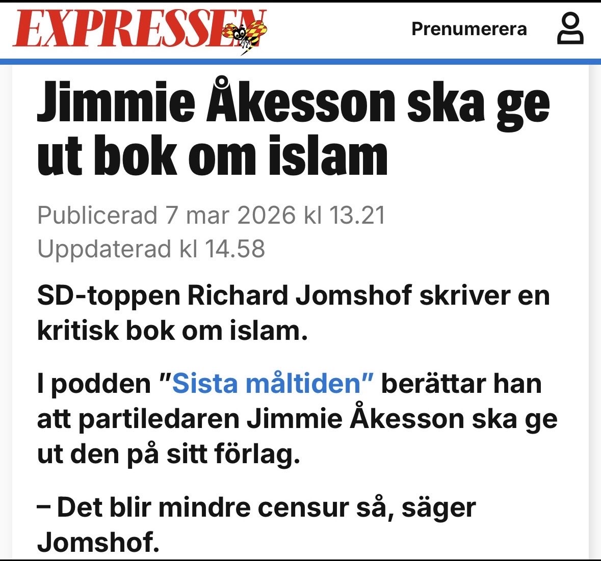 Richard Jomshof tweet media