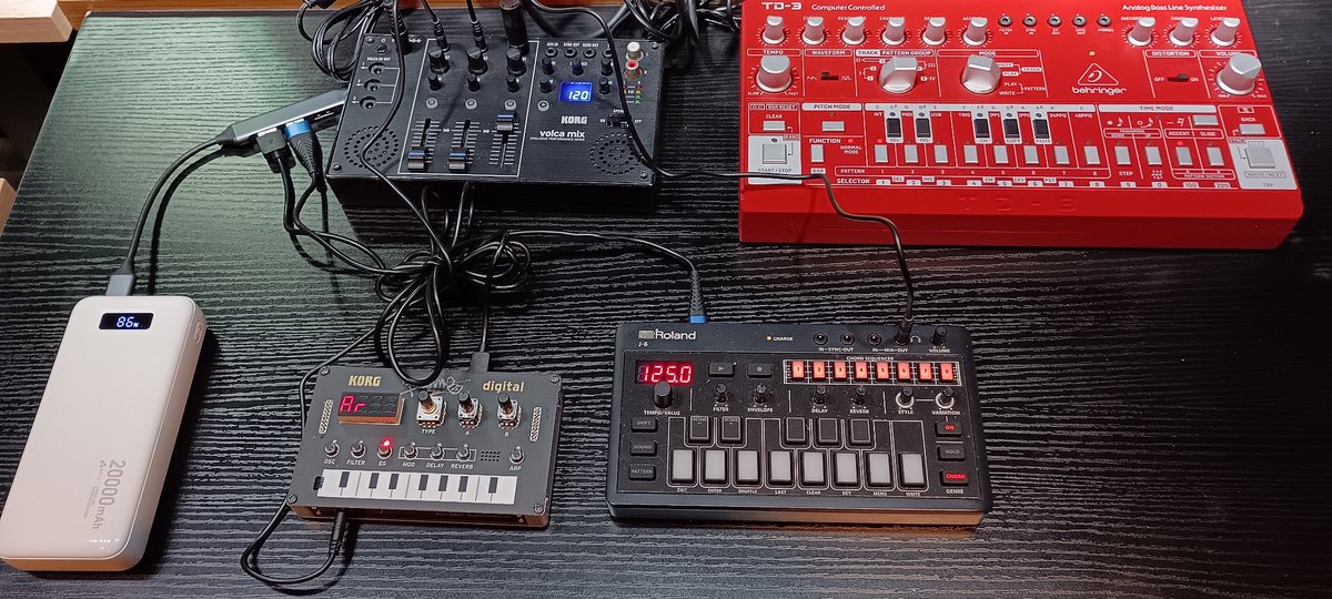 本日の現場その２はこちら。
#MIDICV @ 秋葉原雷神。
本日のMy New Gear。

Roland J-6
KORG NTS-1
KORG volca mix
Behringer TD-3 with AC