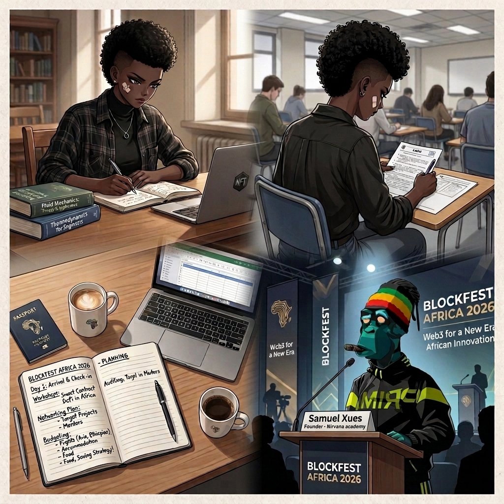 Ailovesaileey's tweet photo. THE BLUEPRINT OF AFRICA’S WEB3📝

 Few days ago, I was staring at my Fluid Mechanics textbook in the library when something clicked... 📖

For a long time, I thoug I was living in two separate worlds.

By day: a 19-year-old engineering student learning how structures stand.
By nightg at my Fluid Mechanics textbook in the library when something clicked... 📖

For a long time, I thought I was living in two separate worlds.

By day:teenage engineering student learning how structures stand.
By night: a curious mind exploring Web3 and the systems shaping the digital future.

Then I encountered @TheNirvanAcad, founded by Samuel Olaoyenikan AKA @SamuelXeus  and that’s when I began to see something bigger.

Africa has talent.
Africa has curiosity.
Africa has builders everywhere.

But for a lifetime, it seemed we didn’t have a stage large enough to gather them in one place.

That’s the idea that gave birth to @blockfestafrica.
 A space where African builders, founders, investors, policymakers, and creators meet, learn, collaborate, and build systems that extend beyond borders.

And it’s working.
Thousands came to Lagos for the first major edition: developers, students, founders, dreamers.
Panels. Workshops.
Conversations that normally happen in silos suddenly happening in one room.

THE PHILOSOPHY BEHIND IT:

• BUIDL - helping African talent turn ideas into real infrastructure.

• BRIDGE - connecting local builders to global opportunities and capital.

• BECOME - guiding curious learners toward leadership.

As a student, that matters more than most realize.

Many of us watch from the sidelines thinking:
“I don’t have funding.”
“I don’t even have an international passport.”

But movements like this remind us: awareness and preparation are where it starts.

I’m deep in my own “final exams” arc, but once that chapter closes, I’ll share something practical. 
A roadmap for students and newcomers to prepare for #BlockfestAfrica2026 and step into spaces like this.

The future doesn’t happen by chance. Someone has to design it.

Respect to the vision that started it all. Let’s BUIDL. 🏗️

#BlockfestAfrica #Web3Africa #NirvanaAcademy