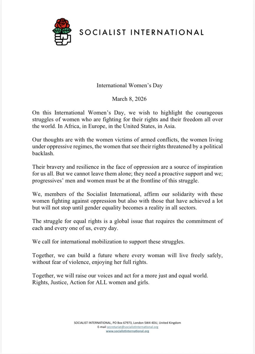 Socialist International tweet media