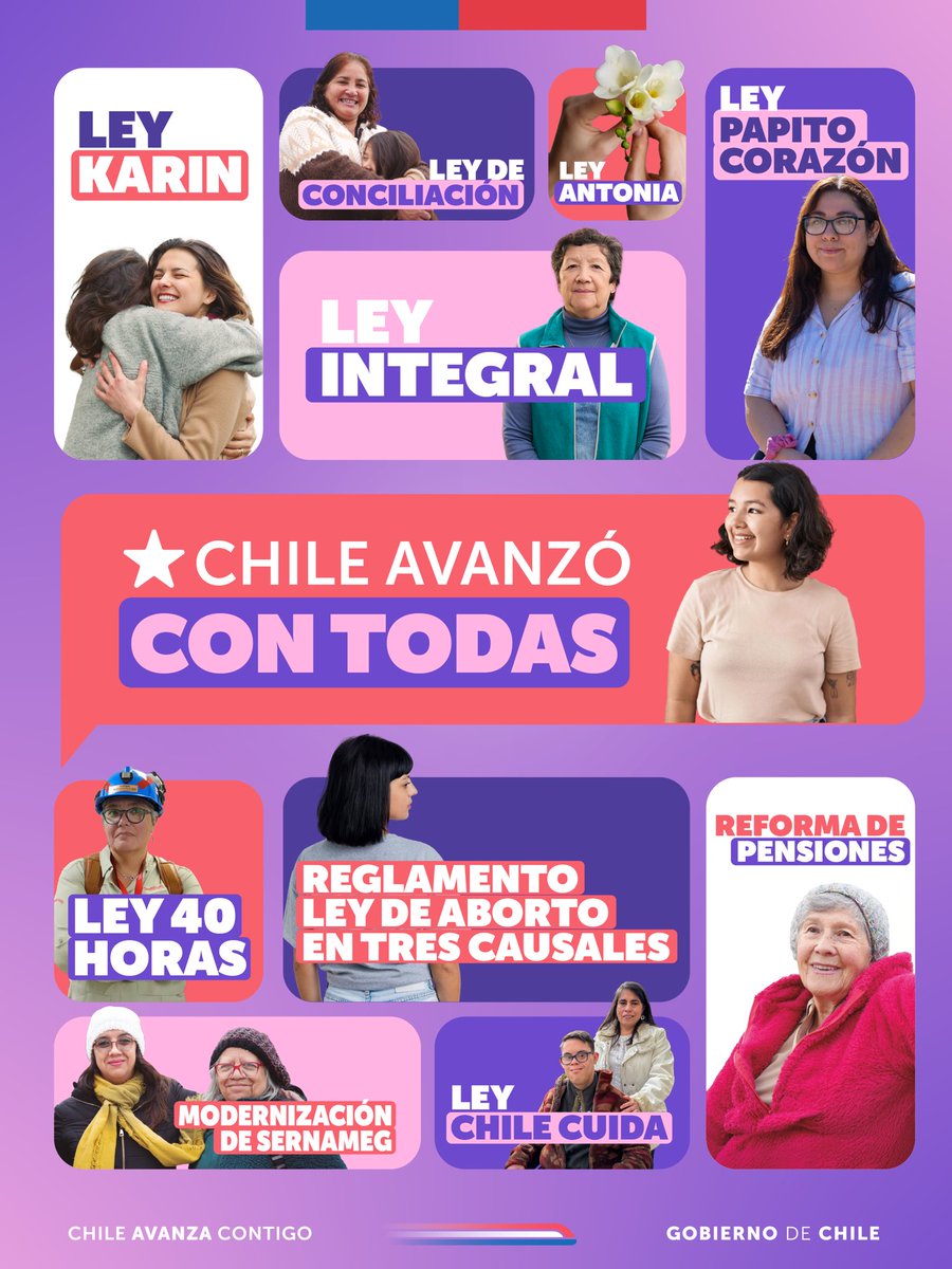 Este 8M, el último que conmemoramos como Gobierno, nos invita a mirar el camino hacia un #ChileParaTodas. En estos años dimos pasos concretos y hoy podemos decir con seguridad que las mujeres están mejor 🙌🏼Conéctate a las redes de @presidencia_cl y <a href="/MinMujeryEG/">Ministerio de la Mujer y la Equidad de Género</a> desde las 9.30h.