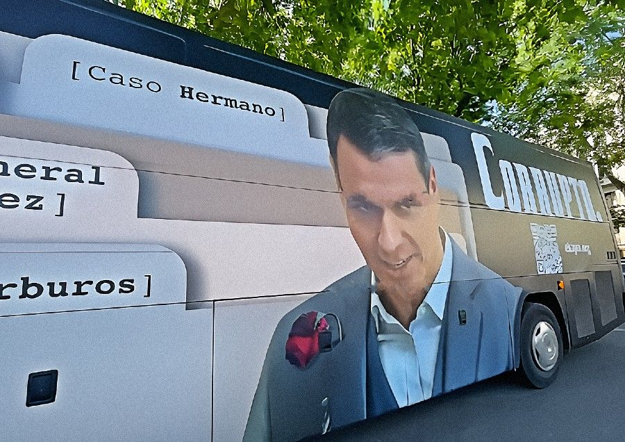 Payesote's tweet photo. Y luego la vigilancia al poder por parte de Hazte Oír ¿Autobuses con edits durísimos de Pedro Sánchez y apoyar a Alvise, otro tonto a las 3?
Soy particularmente fan del autobús de "El capo" https://t.co/XqHnSQpWR5
